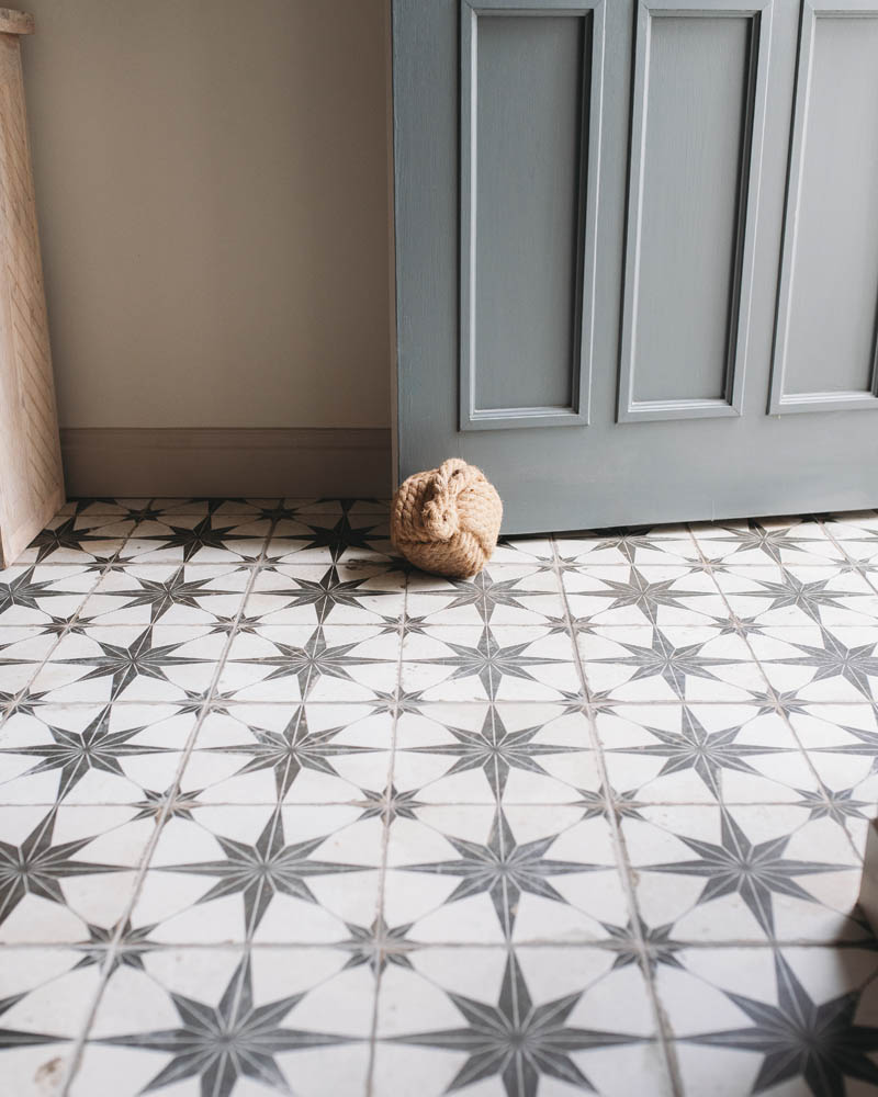star shaped tiles on hall floor